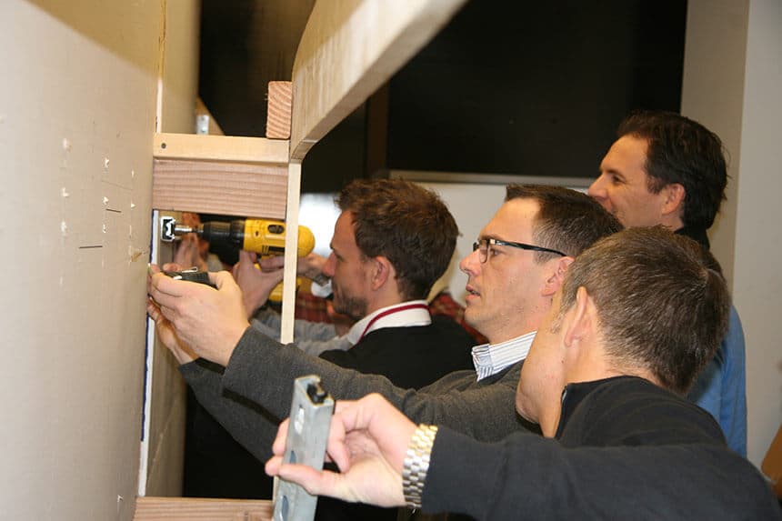 Engineers assembling products
