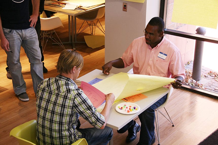 Milestone team participating in Design Thinking exercise